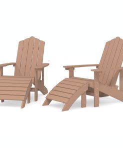 Vrtne stolice Adirondack s osloncima za noge 2 kom HDPE smeđe