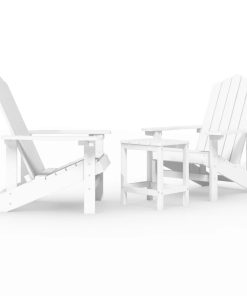 Vrtne stolice Adirondack sa stolićem HDPE bijele