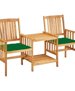 Vrtne stolice s čajnim stolićem i jastucima od bagremovog drva