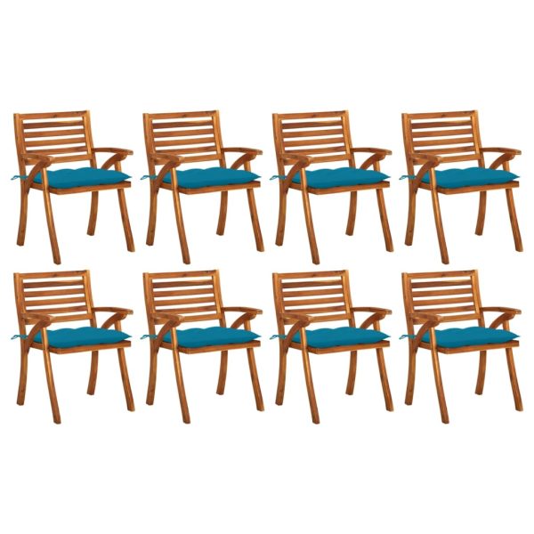 Vrtne stolice s jastucima 8 kom od masivnog drva bagrema