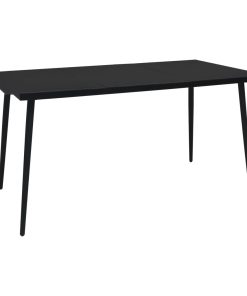 Vrtni blagovaonski stol crni 190 x 90 x 74 cm čelik i staklo