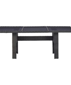Vrtni blagovaonski stol crni 200x100x74 cm staklo i poliratan