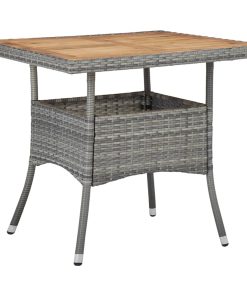 Vrtni blagovaonski stol od poliratana i bagremovog drva sivi