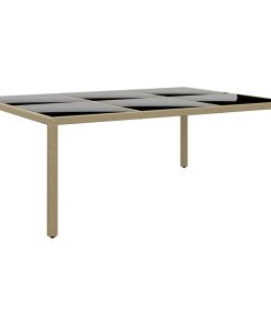 Vrtni stol 200x150x75 cm od kaljenog stakla i poliratana bež