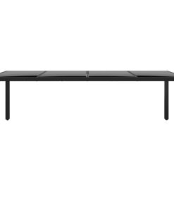Vrtni stol 250x100x75 cm od kaljenog stakla i poliratana crni