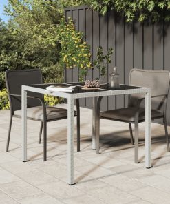 Vrtni stol 90x90x75 cm od kaljenog stakla i poliratana bijeli
