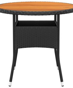 Vrtni stol Ø 80 x 75 cm od bagremovog drva i poliratana crni