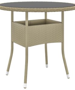 Vrtni stol Ø 80 x 75 cm od kaljenog stakla i poliratana bež