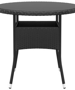 Vrtni stol Ø 80 x 75 cm od kaljenog stakla i poliratana crni