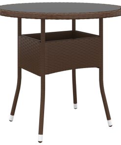 Vrtni stol Ø 80 x 75 cm od kaljenog stakla i poliratana smeđi