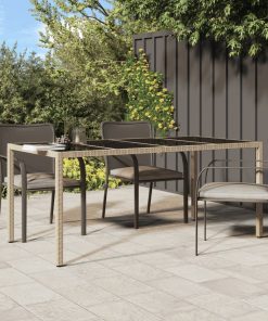 Vrtni stol bež 190 x 90 x 75 cm od kaljenog stakla i poliratana