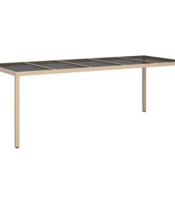 Vrtni stol bež 250x100x75 cm od kaljenog stakla i poliratana
