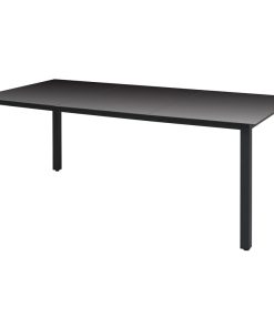 Vrtni stol crni 190 x 90 x 74 cm aluminijum i staklo