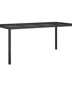 Vrtni stol crni 190x90x75 cm od kaljenog stakla i poliratana