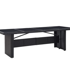 Vrtni stol crni 240 x 90 x 74 cm od poliratana i stakla