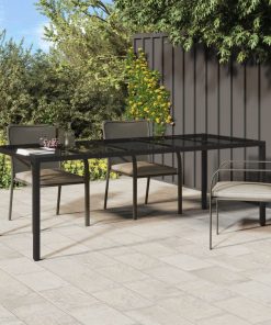 Vrtni stol crni 250x100x75 cm od kaljenog stakla i poliratana
