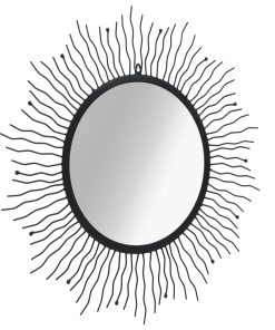 Vrtno zidno ogledalo u obliku sunca 80 cm crno