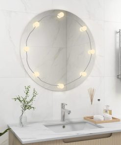 Zidno ogledalo bez okvira s LED svjetlima okruglo stakleno