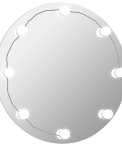 Zidno ogledalo bez okvira s LED svjetlima okruglo stakleno