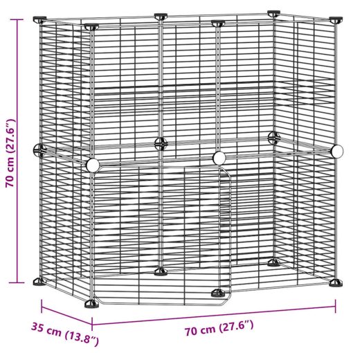 Kavez za ljubimce s 12 panela i vratima crni 35 x 35 cm čelični