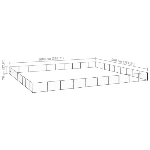 Kavez za pse crni 90 m² čelični