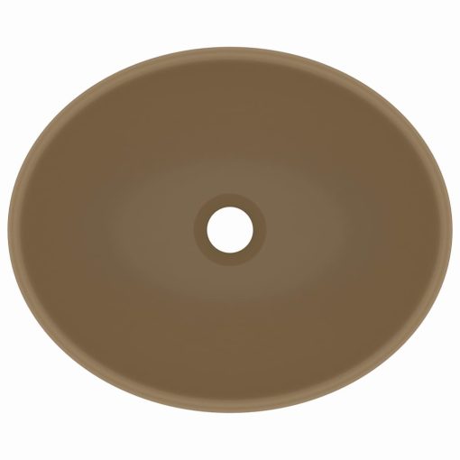 Luksuzni ovalni umivaonik mat krem 40 x 33 cm keramički