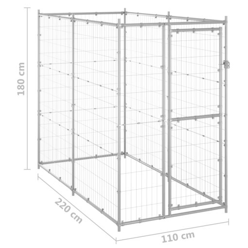 Vanjski kavez za pse od pocinčanog čelika 110 x 220 x 180 cm