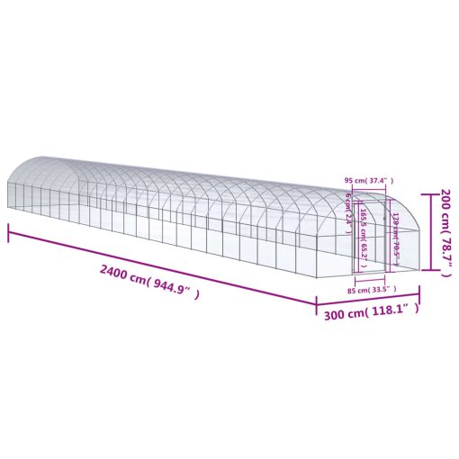 Vanjski kokošinjac 3 x 24 x 2 m od pocinčanog čelika