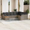 10-dijelni set vrtnih sofa od poliratana s jastucima sivi