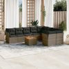 10-dijelni set vrtnih sofa od poliratana s jastucima sivi