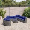 10-dijelni set vrtnih sofa od poliratana s jastucima sivi