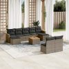 10-dijelni set vrtnih sofa od poliratana s jastucima sivi