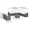 10-dijelni set vrtnih sofa od poliratana s jastucima sivi