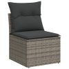 10-dijelni set vrtnih sofa od poliratana s jastucima sivi