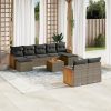 10-dijelni set vrtnih sofa od poliratana s jastucima sivi