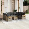 10-dijelni set vrtnih sofa od poliratana s jastucima sivi