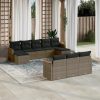 10-dijelni set vrtnih sofa od poliratana s jastucima sivi