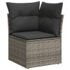 10-dijelni set vrtnih sofa od poliratana s jastucima sivi