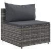 10-dijelni set vrtnih sofa od poliratana s jastucima sivi