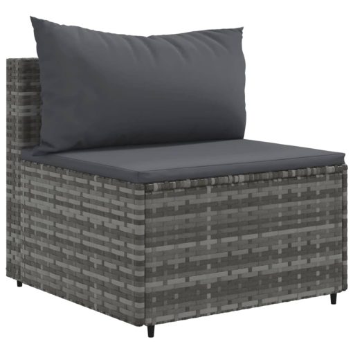 10-dijelni set vrtnih sofa od poliratana s jastucima sivi