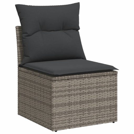 10-dijelni set vrtnih sofa od poliratana s jastucima sivi