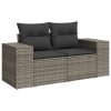 10-dijelni set vrtnih sofa od poliratana s jastucima sivi