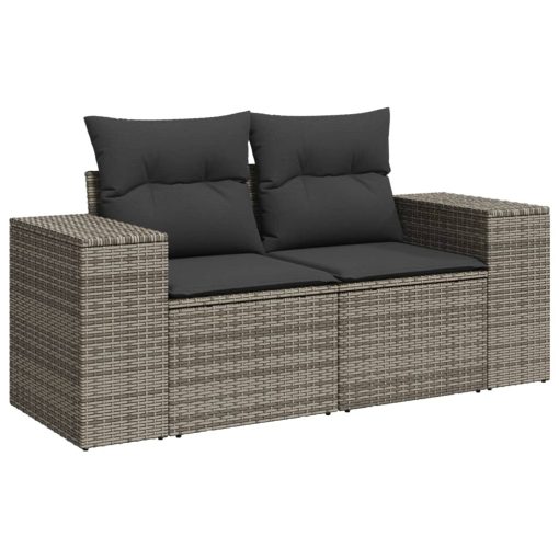 10-dijelni set vrtnih sofa od poliratana s jastucima sivi