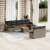 10-dijelni set vrtnih sofa od poliratana s jastucima sivi