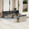 10-dijelni set vrtnih sofa od poliratana s jastucima sivi