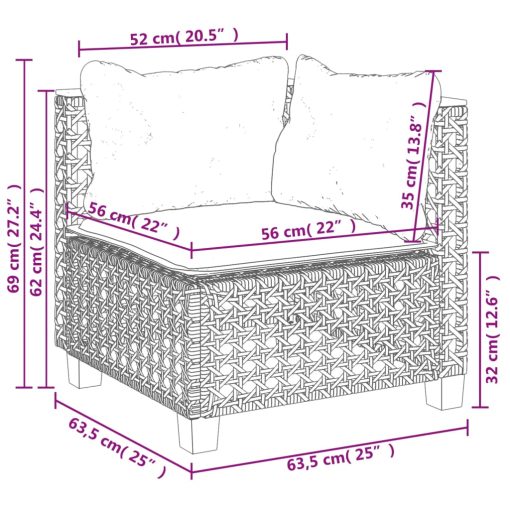 10-dijelni set vrtnih sofa od poliratana s jastucima sivi