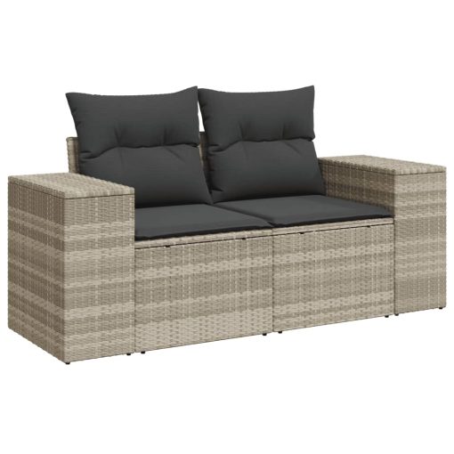 10-dijelni set vrtnih sofa poliratan s jastucima svijetlosivi