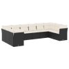 10-dijelni set vrtnih sofa s jastucima crni od poliratana