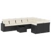 10-dijelni set vrtnih sofa s jastucima crni od poliratana