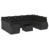 10-dijelni set vrtnih sofa s jastucima crni od poliratana